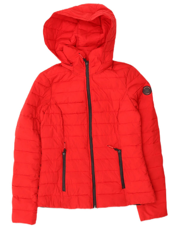 Nautica Chaqueta acolchada con capucha para mujer UK 6 XS Poliéster rojo