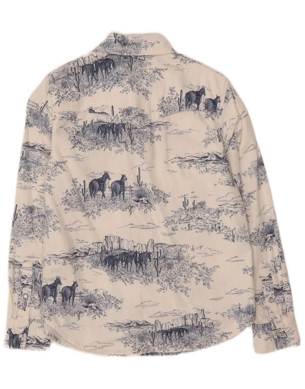 Levi's Camisa vaquera gráfica para mujer UK 10 Small Off White Animal Print Cotton
