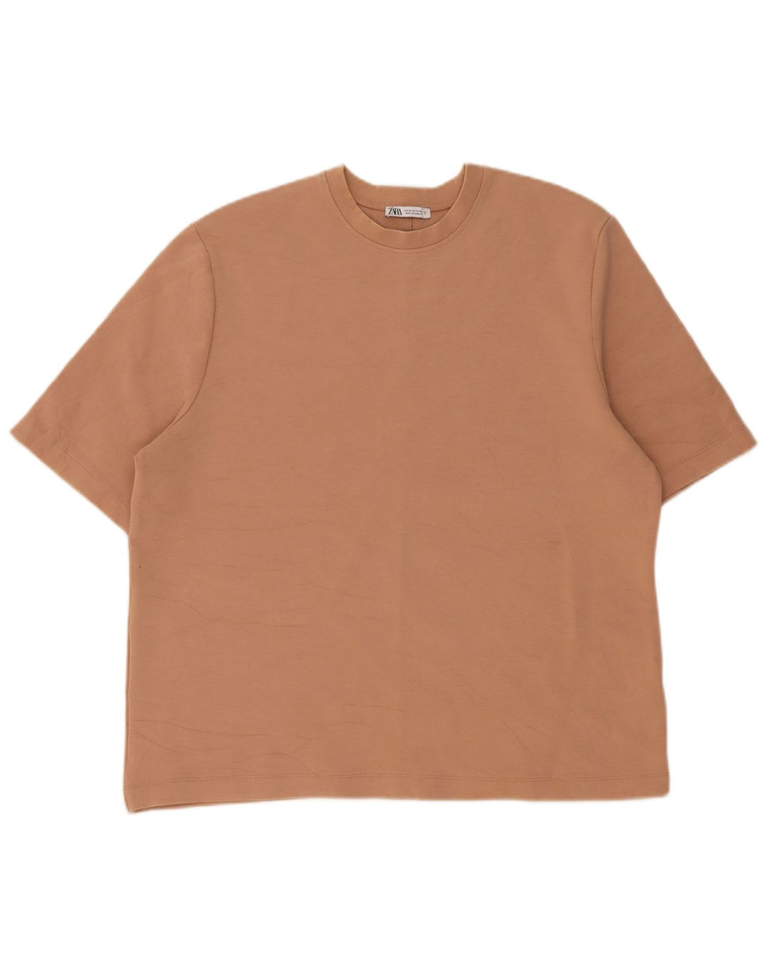 Zara Hombre Camiseta Top Algodón Beige Medio