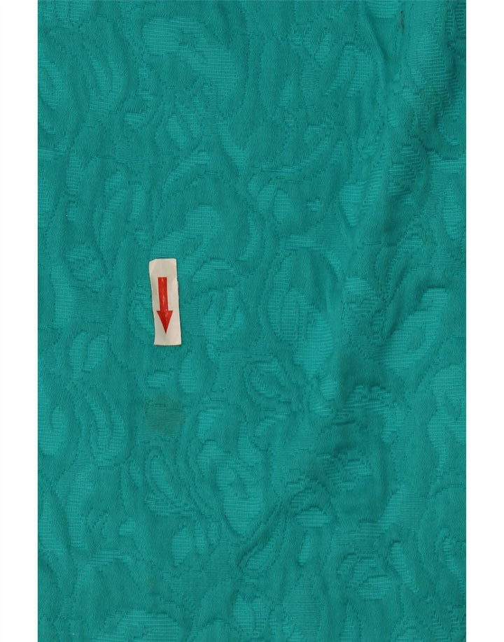 Vintage mujeres abstractas 4 botones 2 piezas falda conjunto Reino Unido 14 turquesa medio