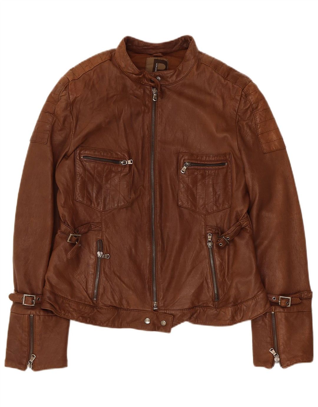 Conbipel Chaqueta de cuero para mujer IT 46 Cuero marrón grande