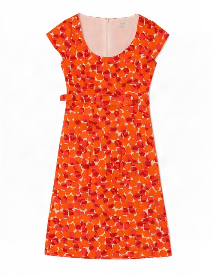 Boden Vestido Básico Mujer UK 8 Pequeño Algodón Floral Naranja