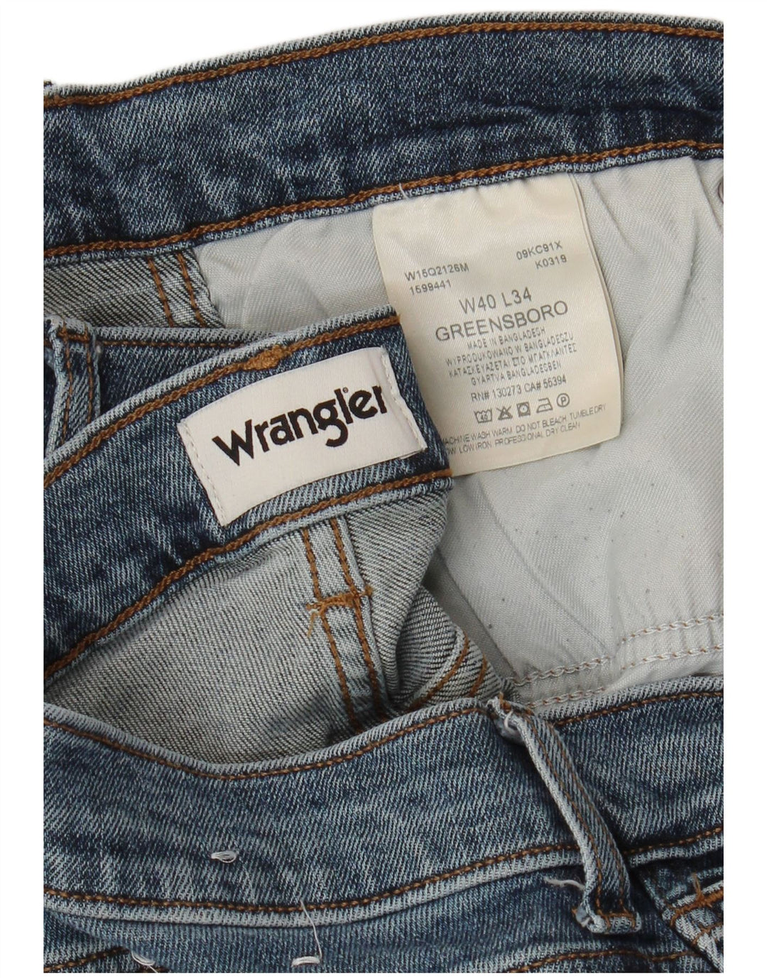 WRANGLER Vaqueros rectos Greensboro para hombre W40 L34 Algodón azul