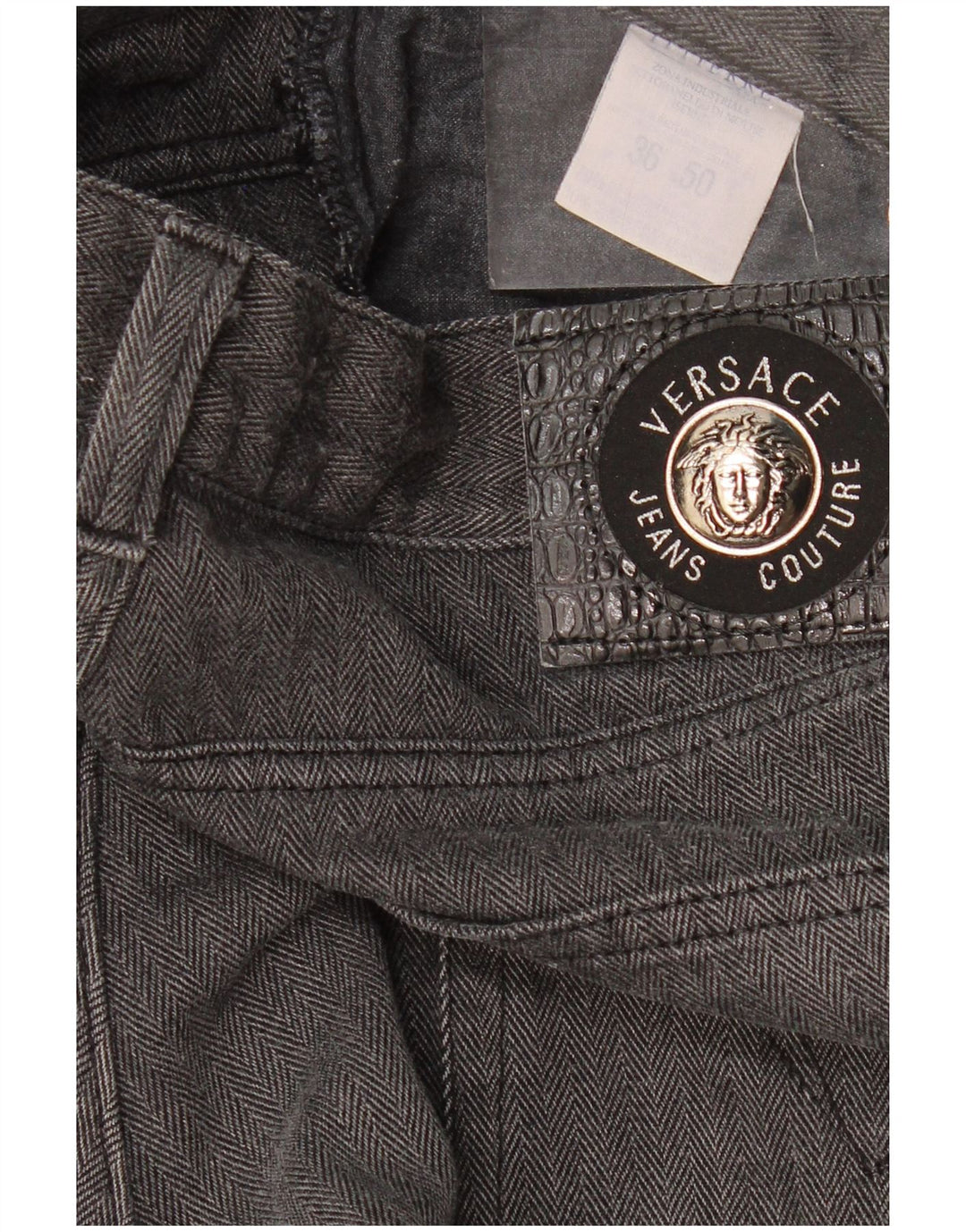 VERSACE Hombre Vaqueros Rectos W36 L30 Gris Espiga