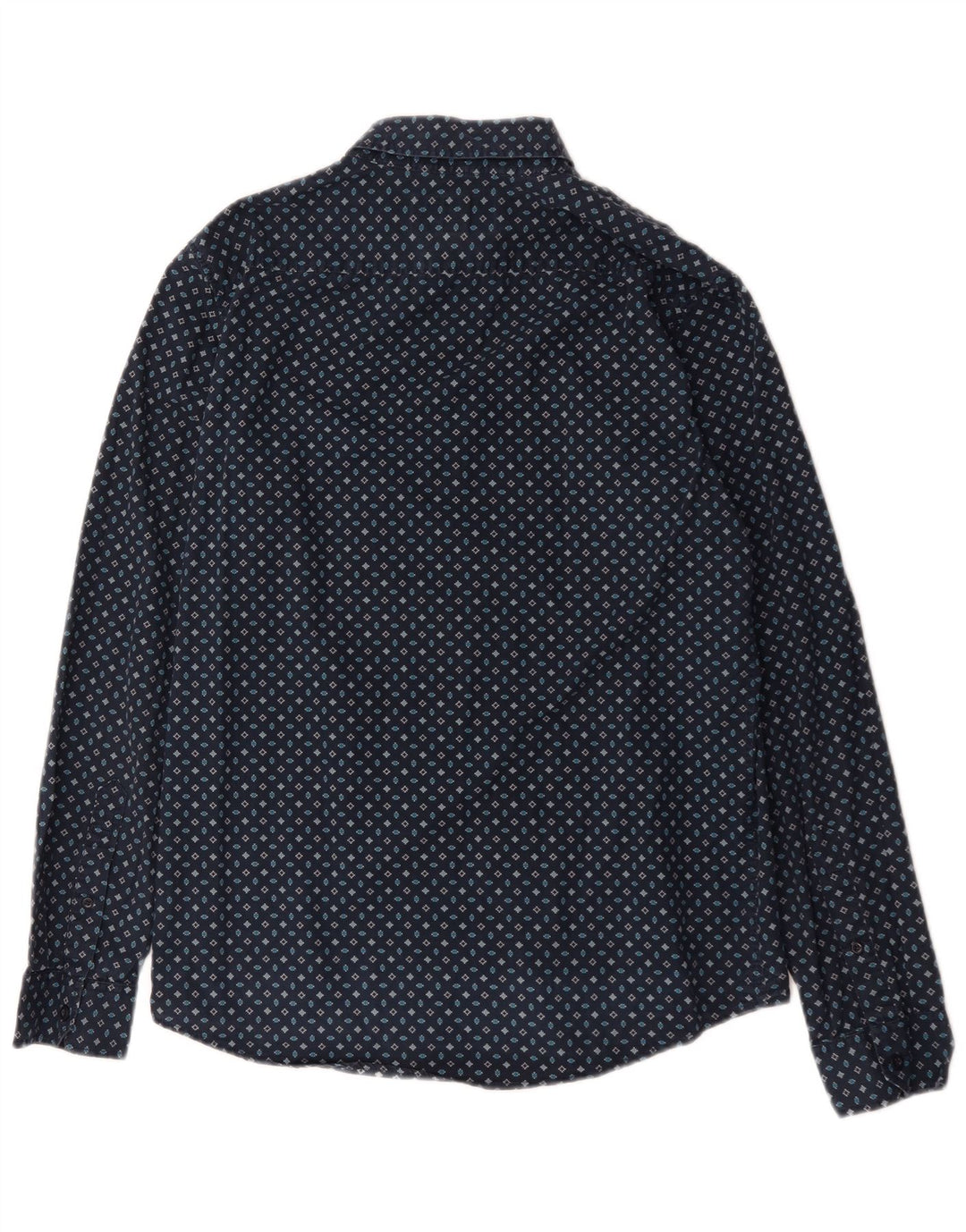 Jack Wills Camisa de corte clásico para hombre de algodón geométrico azul marino mediano