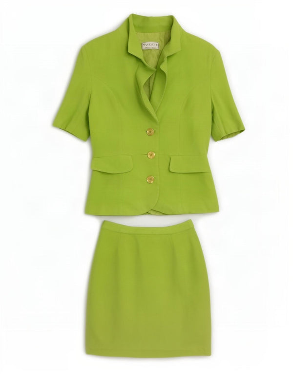 Swish Conjunto de falda de 2 piezas con 4 botones para mujer UK 8 Small W24 Verde