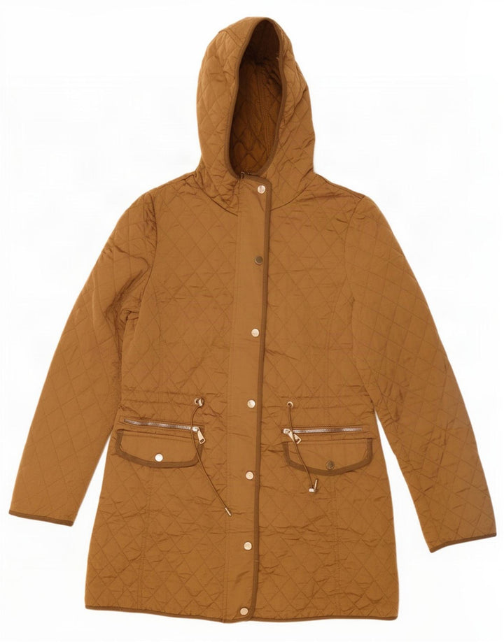 Zara Mujer Chaqueta Acolchada Con Capucha UK 42 Medium Beige