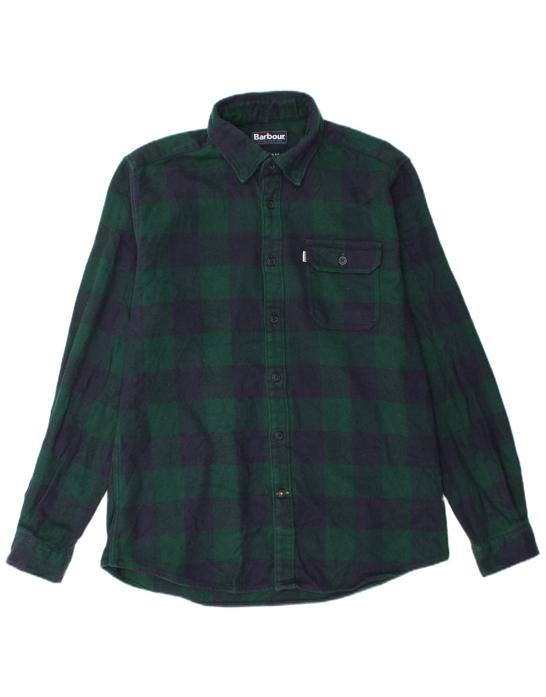 Barbour Camisa De Franela De Corte Entallado De Algodón A Cuadros Verdes Grandes |