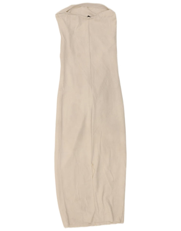 Zara Vestido Ajustado Sin Tirantes Recortado para Mujer UK 40 Mediano Blanco