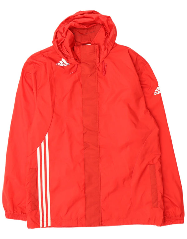 ADIDAS Chaqueta impermeable con capucha gráfica para hombre UK 40 Large Red Nylon