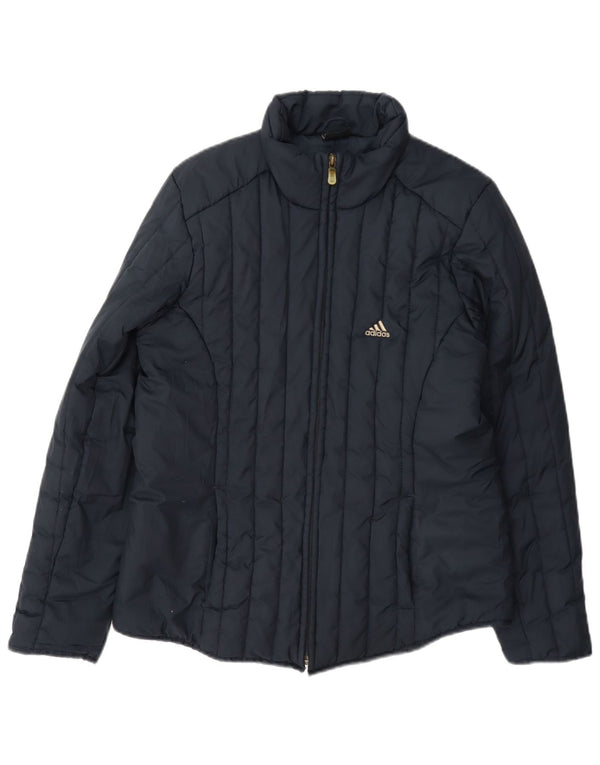 Adidas Womens Padded Jacket UK 10 Small Navy Blue Polyester
