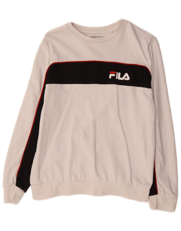 Fila Hombre Graphic Sudadera Jumper Small Blanco Colorblock