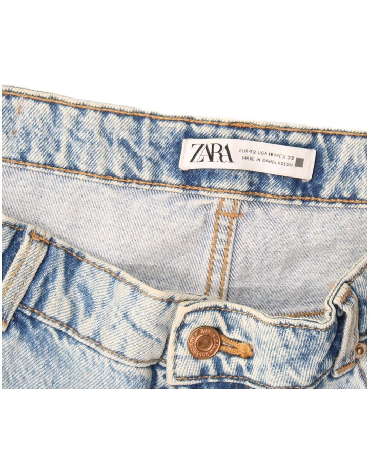 Zara Pantalones cortos de mezclilla desgastados para mujer EU 42 Large W32 Azul