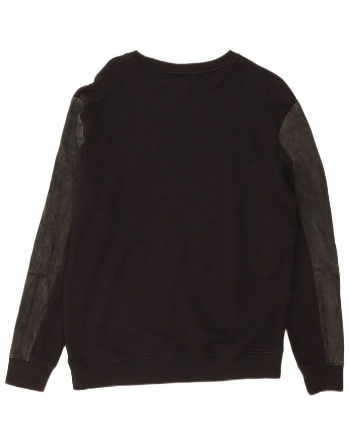 All Saints Hombre Sudadera Jumper Medium Negro Colorblock Algodón