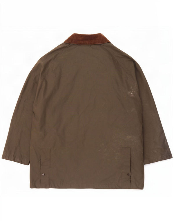 Brugi Chaqueta de algodón encerado para hombre UK 40 Large Caqui Colorblock