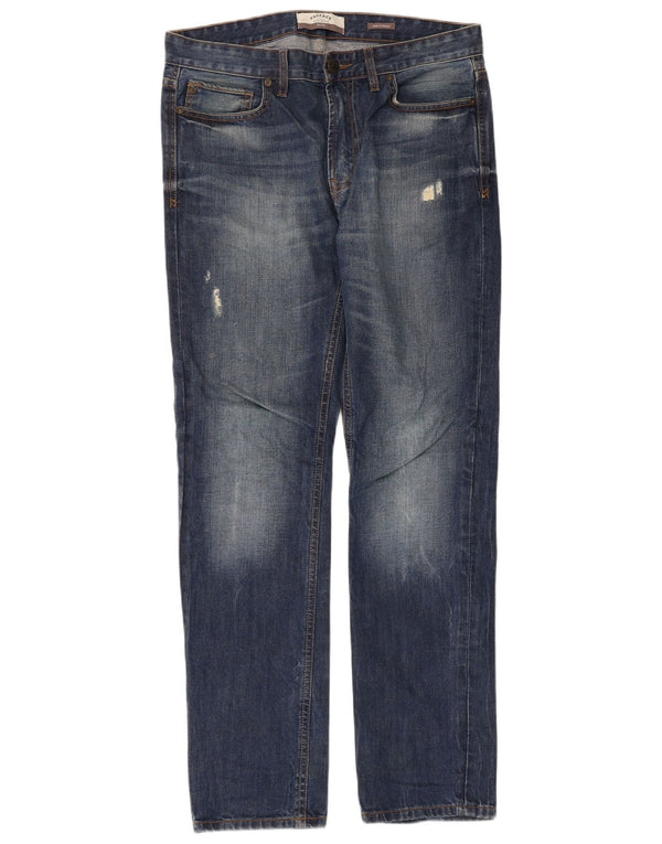 Fat Face Mens Distressed Slim Jeans W32 L31 Blue Cotton