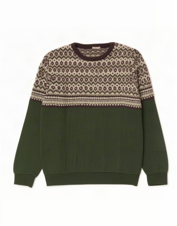 Suéter tipo jersey con cuello barco para hombre Scout XS Verde Fair Isle Poliéster