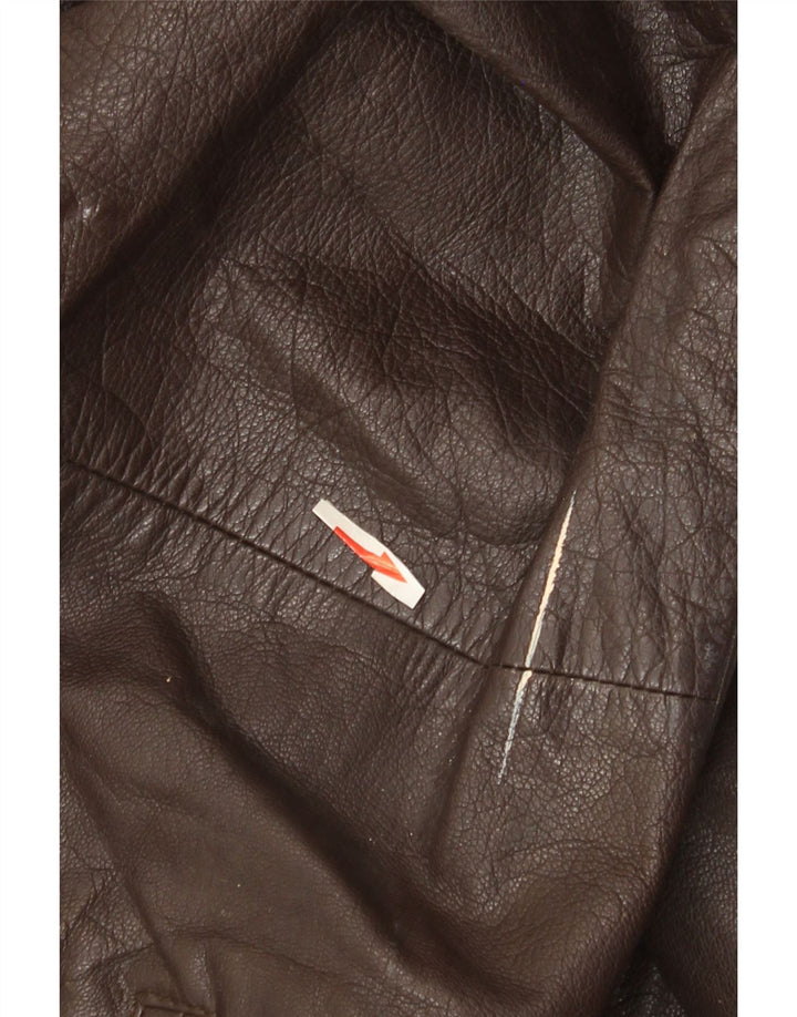 Chaqueta de cuero vintage para mujer Reino Unido 22 3XL Marrón