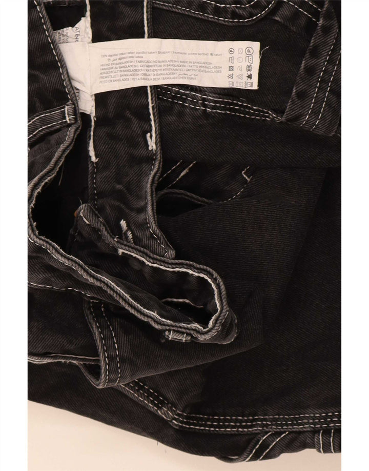 Pull & Bear Mens STWD Cargo Denim Shorts EU 36 Small W29 Algodón negro