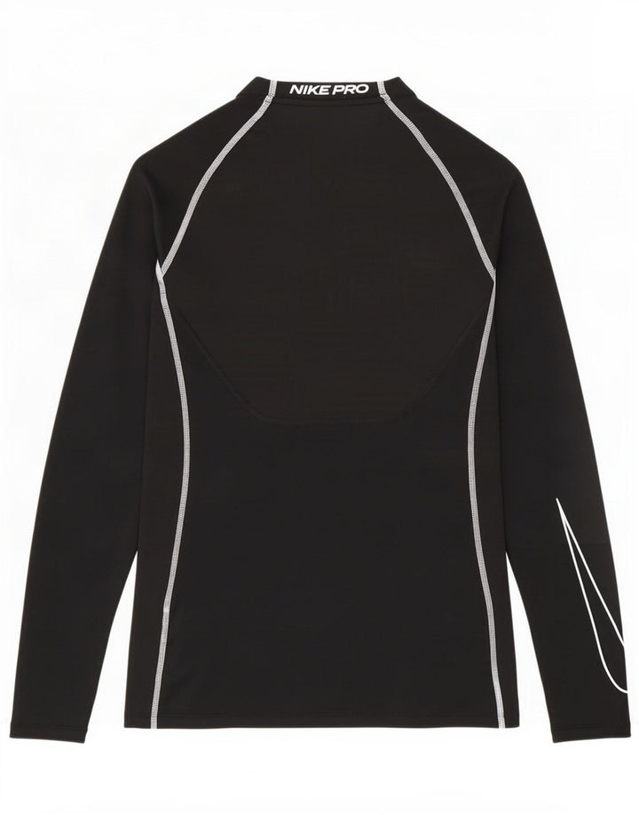 Nike Camiseta ajustada con gráfico de manga larga para hombre, poliéster negro pequeño