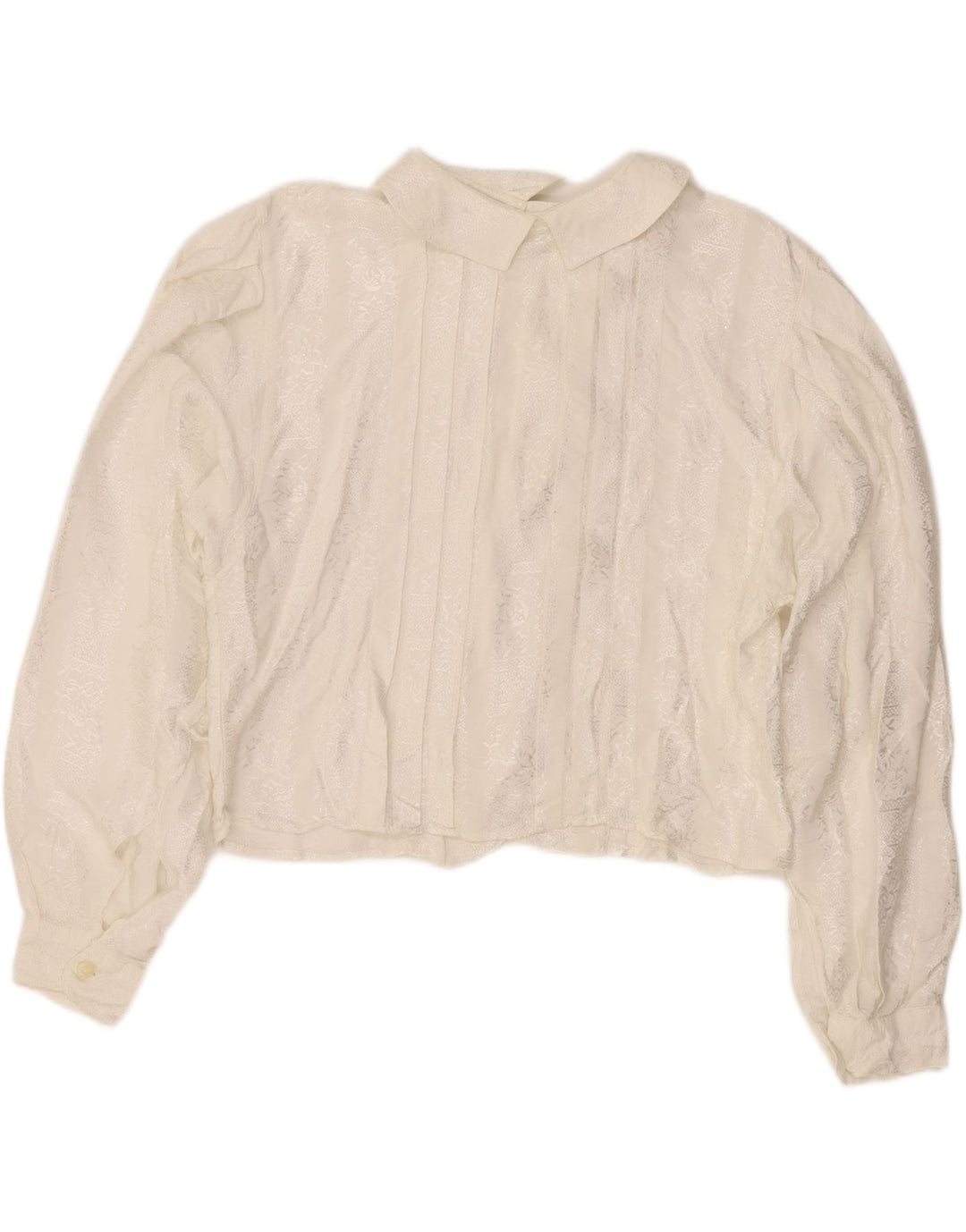 VINTAGE Womens Crop Shirt Blouse UK 14 Medium Off White Vintage Vintage and Second-Hand Vintage from Messina Hembry 