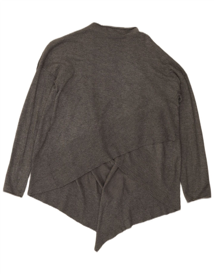 Zara Mujer Suéter Cárdigan Abierto Asimétrico De Gran Tamaño UK 10 Small Gris