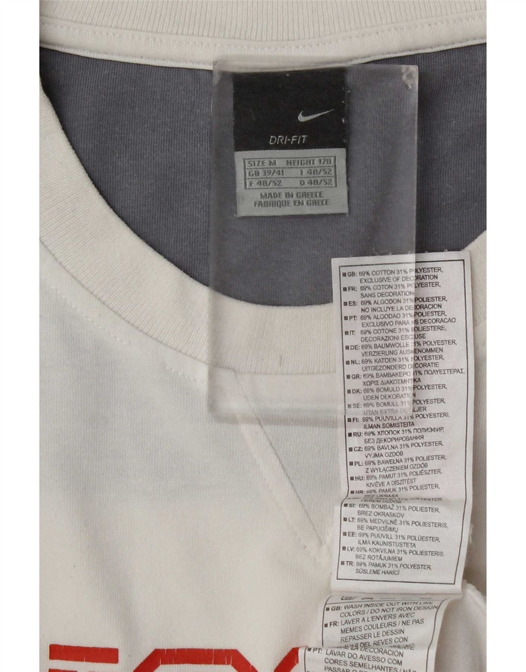 Nike Camiseta gráfica de manga larga para hombre UK 39/41 Algodón blanco mediano