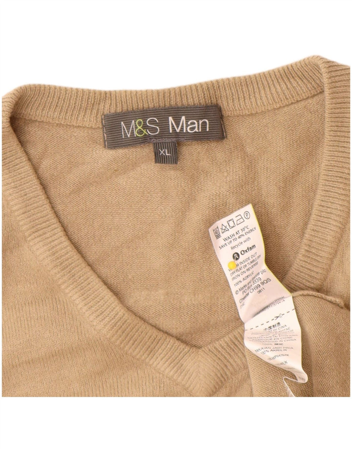Marks & Spencer Jersey con Cuello en V para Hombre XL Acrílico Beige