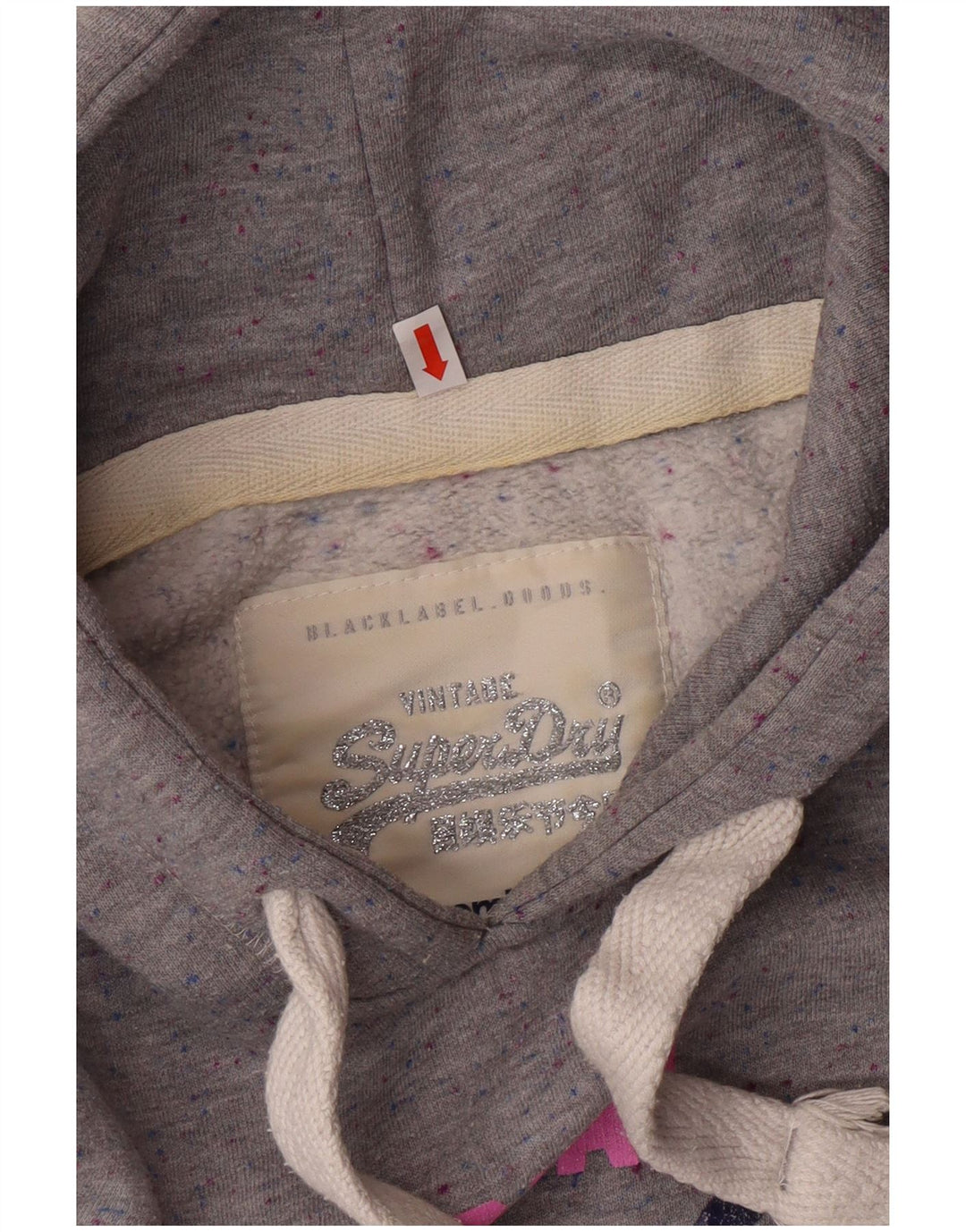 SUPERDRY Jersey con capucha gráfica para mujer UK 44 Poliéster moteado gris medio