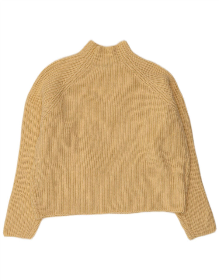 ZARA Mujer Crop Oversize Cuello Alto Jersey Jersey UK 10 Small Amarillo