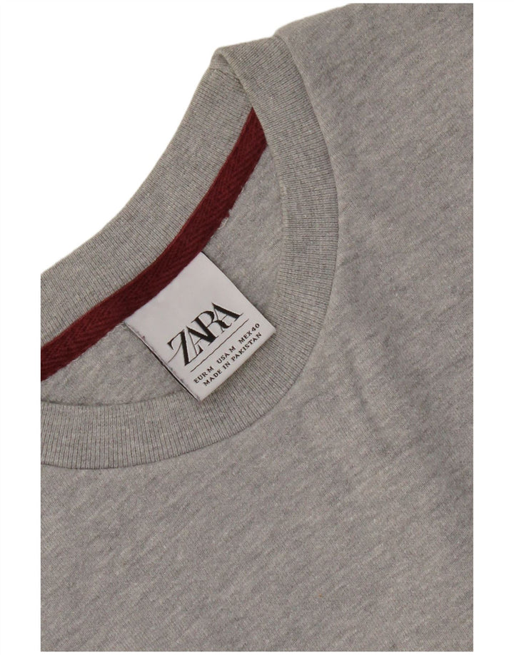Zara Hombre Sudadera Jumper Gris Medio Colorblock
