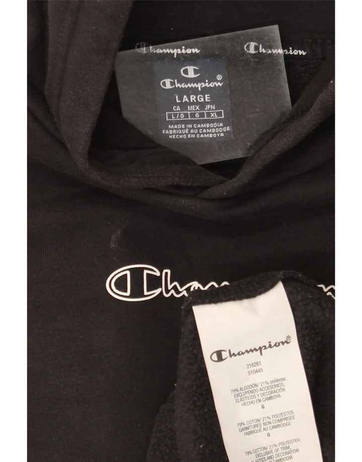 CHAMPION Sudadera con capucha gráfica para hombre Jersey grande de algodón negro
