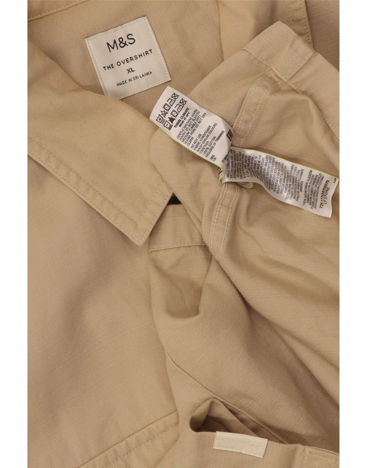 Marks & Spencer Camisa Sobrecamisa Hombre XL Algodón Beige