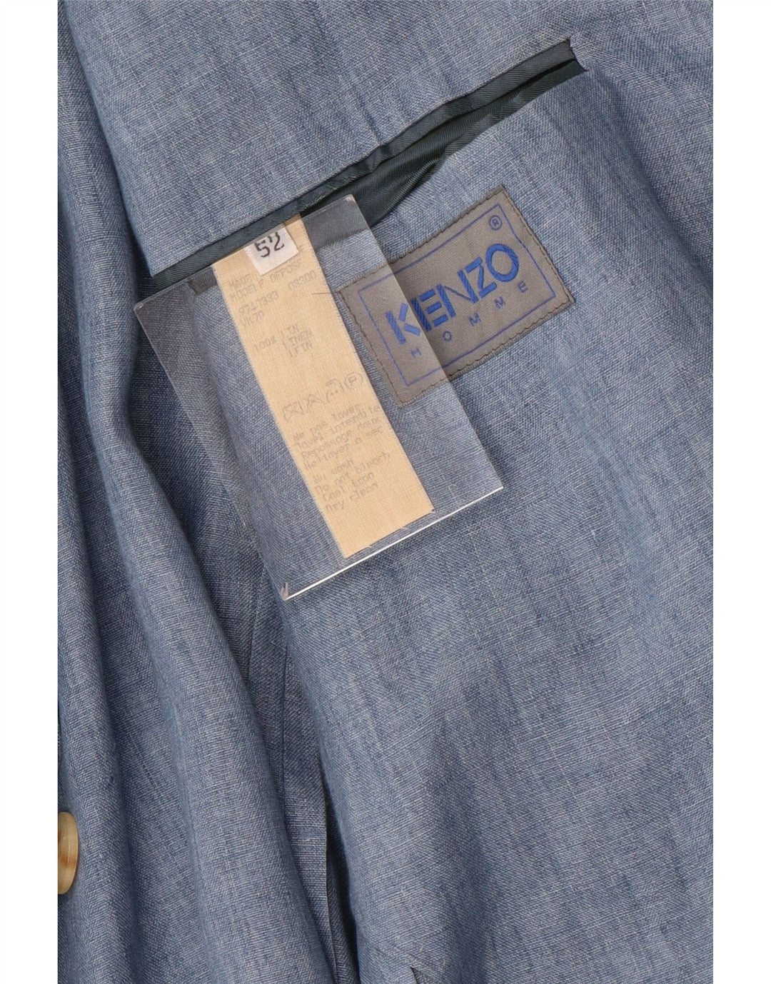 Kenzo Chaqueta Blazer de 3 Botones para Hombre IT 52 XL Lino Azul