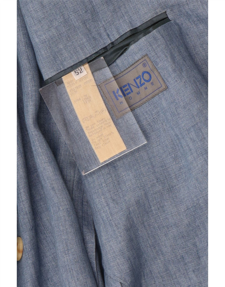 Kenzo Chaqueta Blazer de 3 Botones para Hombre IT 52 XL Lino Azul