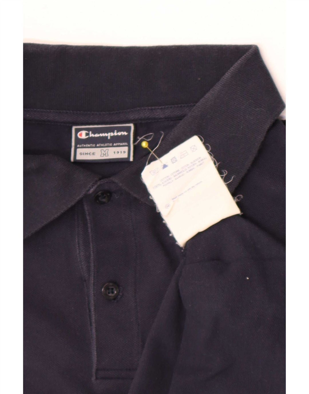 Champion Polo De Manga Larga Para Hombre Algodón Azul Marino Medio