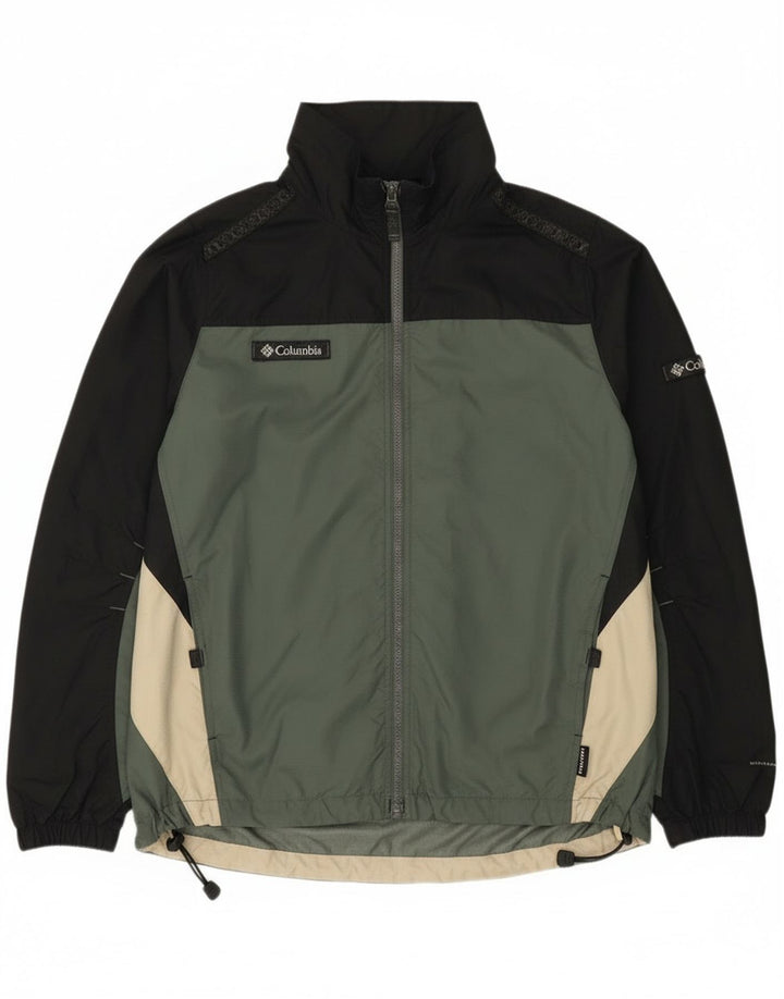 Columbia Chubasquero para hombre ES 38 Nylon color block verde medio