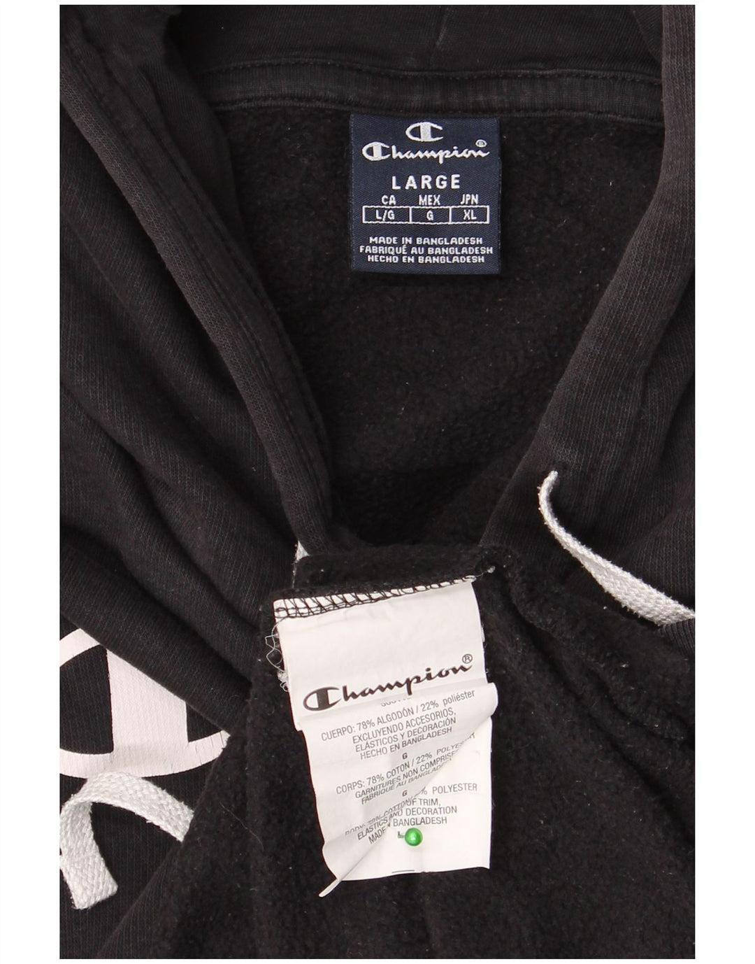 CHAMPION Sudadera con capucha gráfica para hombre Jersey grande de algodón negro