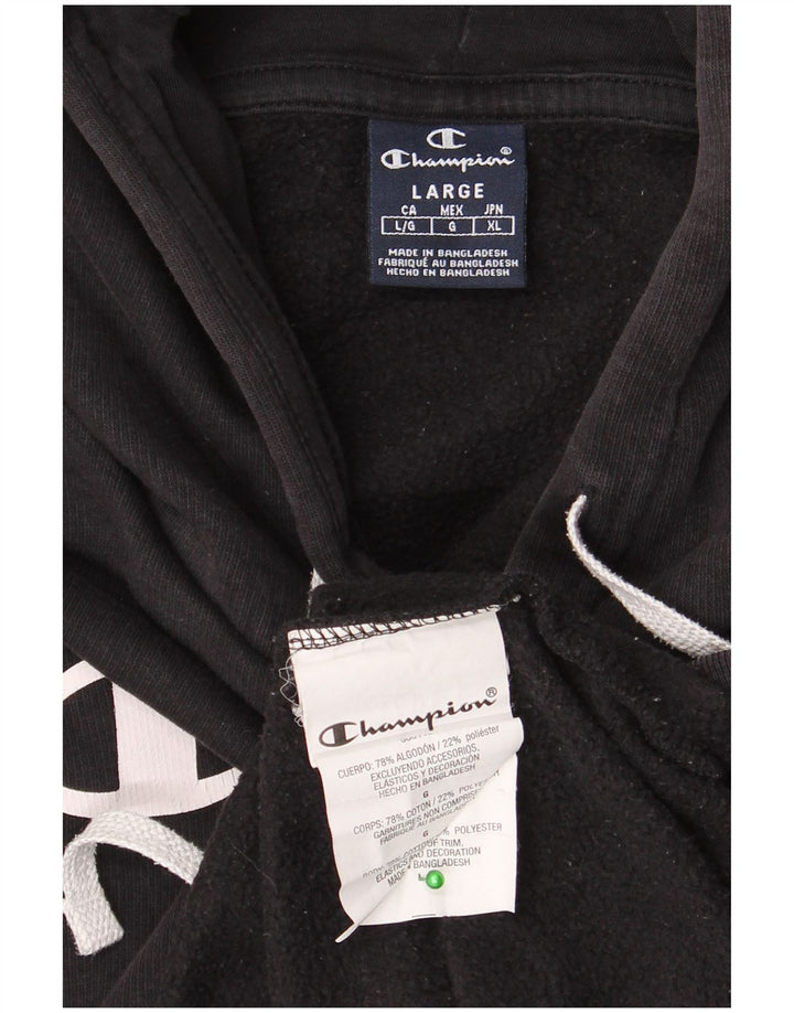 CHAMPION Sudadera con capucha gráfica para hombre Jersey grande de algodón negro