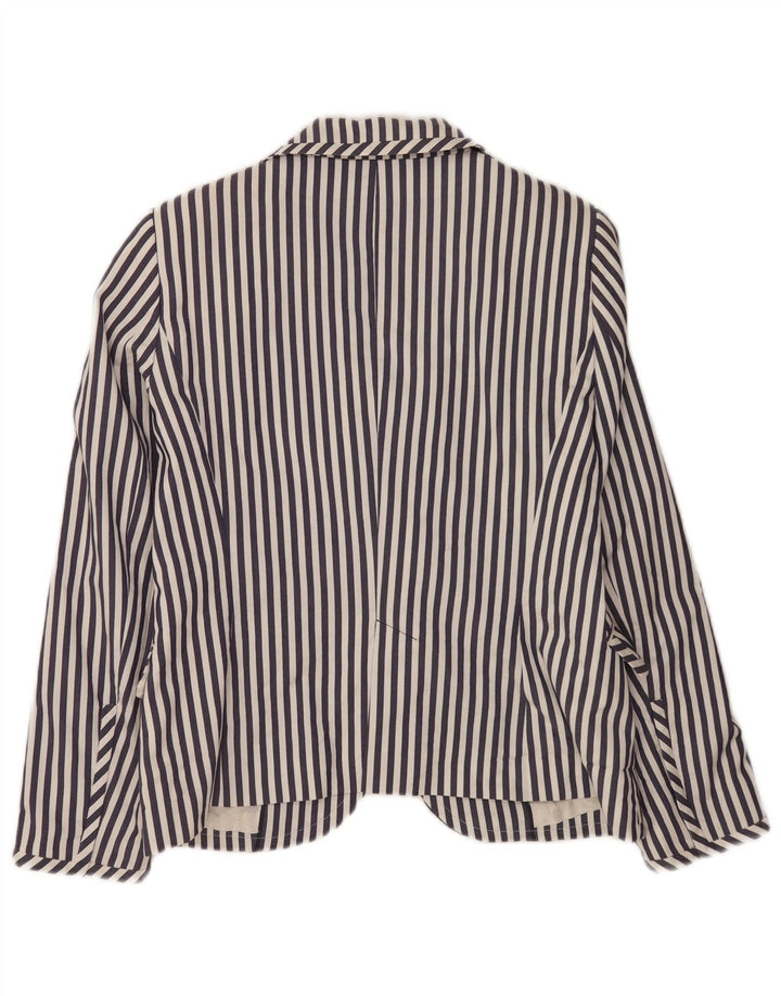 Zara Mujer Chaqueta Blazer De 2 Botones UK 40 XL Azul Marino Rayas