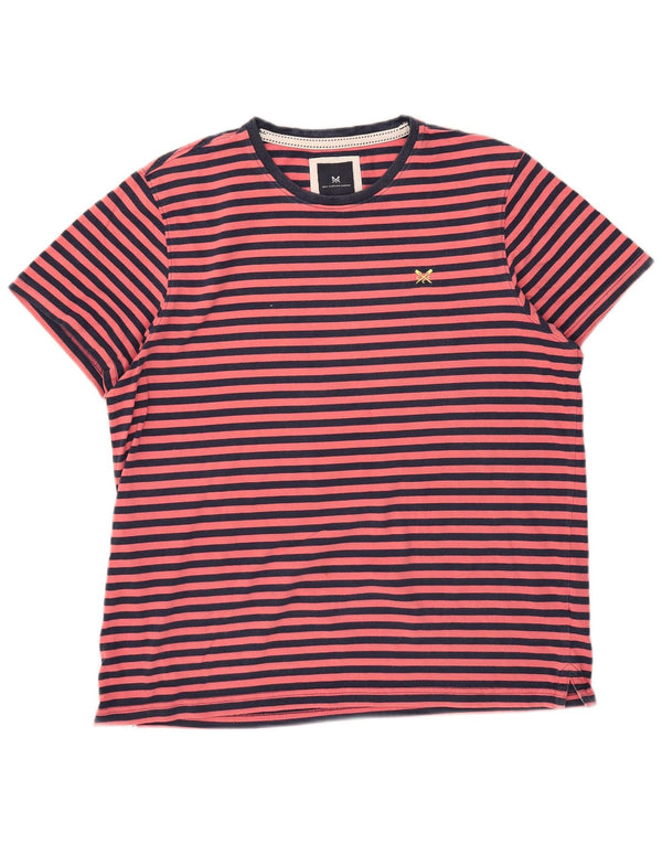Crew Clothing Camiseta regular de manga corta para hombre Top 2XL Algodón a rayas rosa