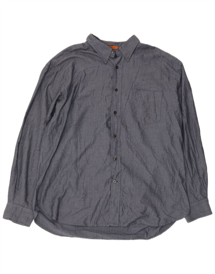 Dockers Camisa antimanchas para hombre XL Algodón en espiga azul