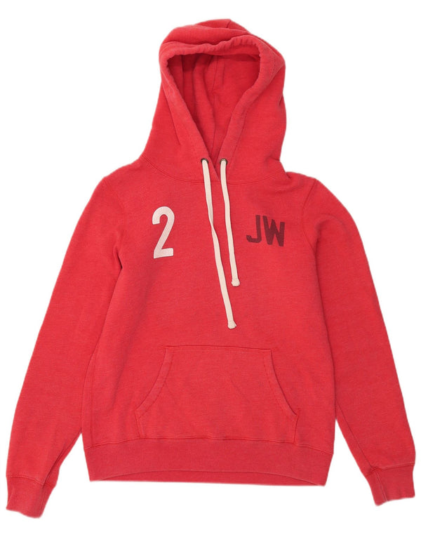 Jack Wills Sudadera con capucha gráfica para mujer UK 12 Medium Red Cotton