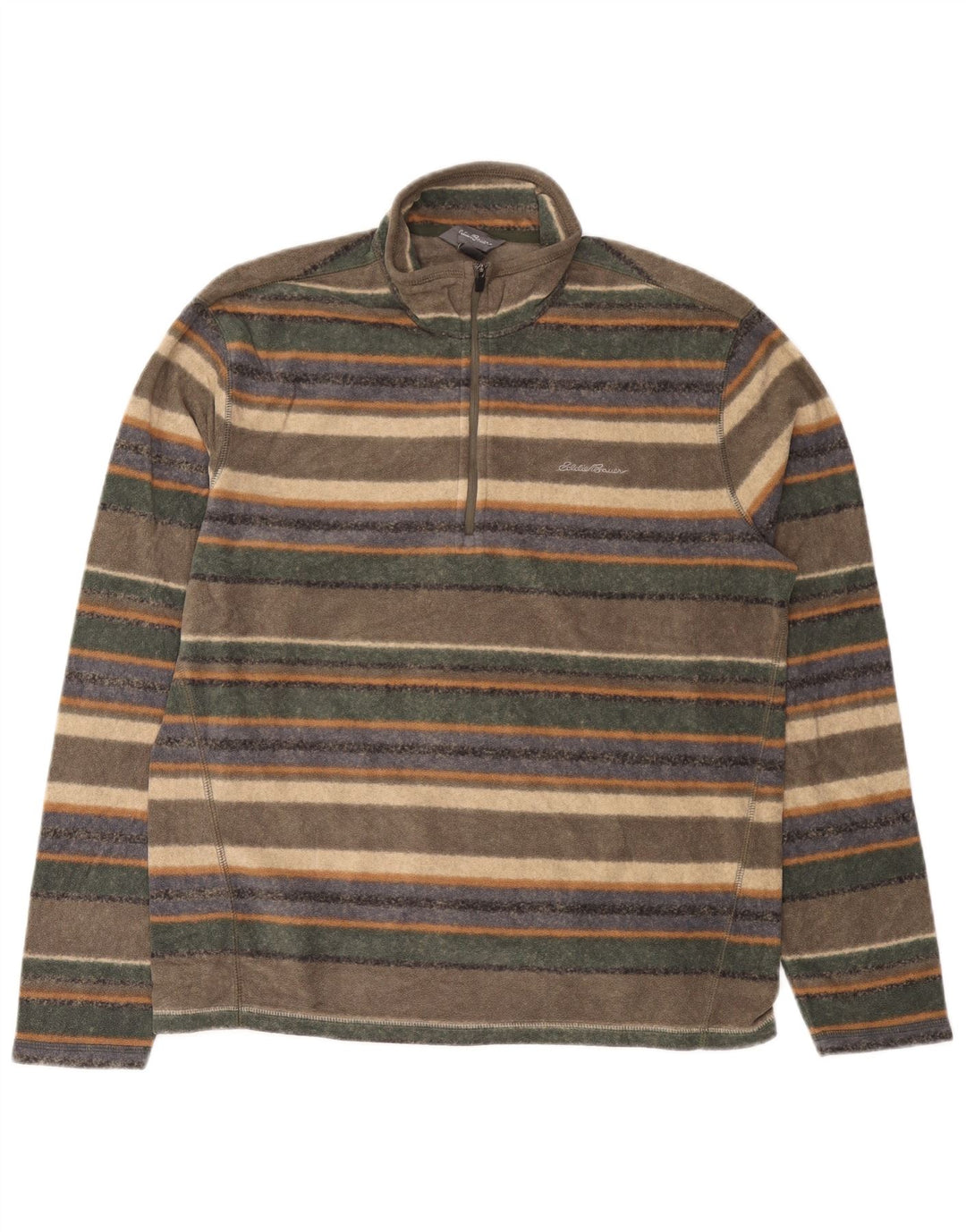 EDDIE BAUER Jersey de forro polar con cuello y cremallera para hombre, tamaño mediano, multicolor, a rayas
