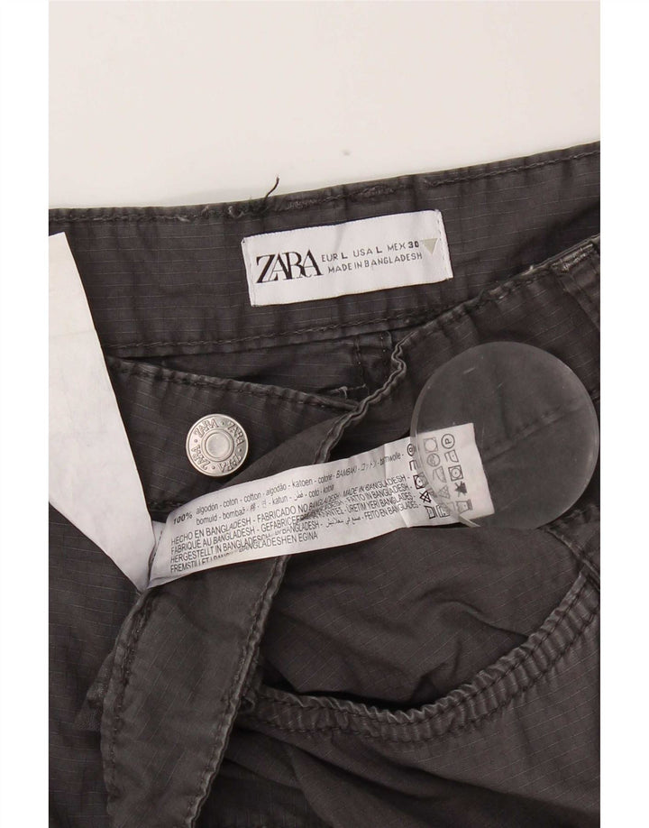 Zara Mujer Mini Falda Cargo Grande W30 Algodón Gris
