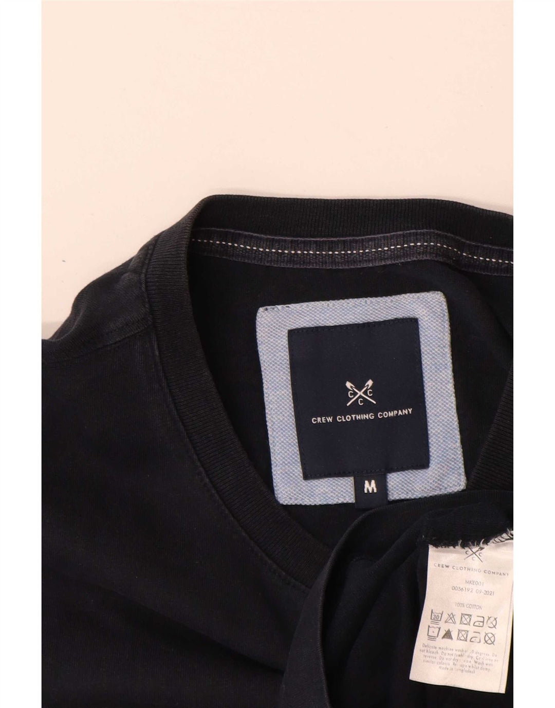 Crew Clothing Camiseta para hombre Top Medium Black Cotton Classic