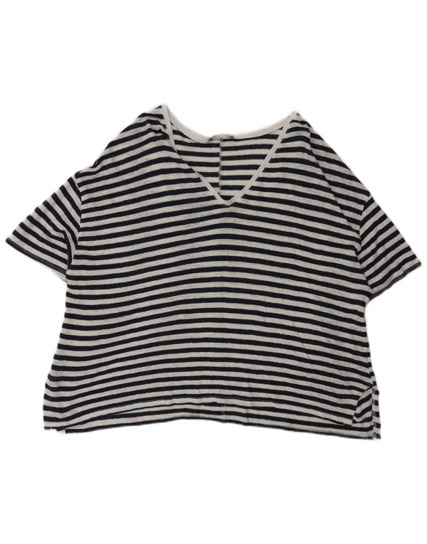 Zara Camiseta Extragrande para Mujer Top UK 44 Medium Black Pinstripe
