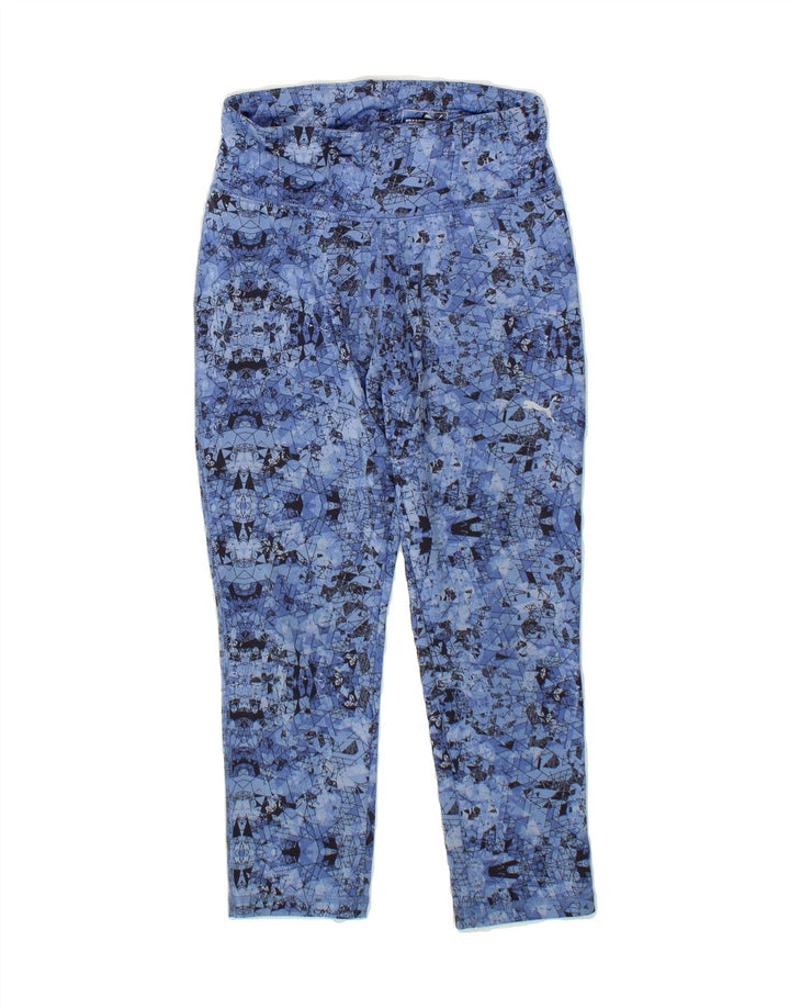 PUMA Womens Capri Leggings UK 10 Small  Blue Geometric Vintage Puma and Second-Hand Puma from Messina Hembry 