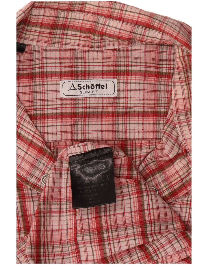 Schoffel Camisa Slim Fit para Mujer UK 44 Medium Red Check Poliamida