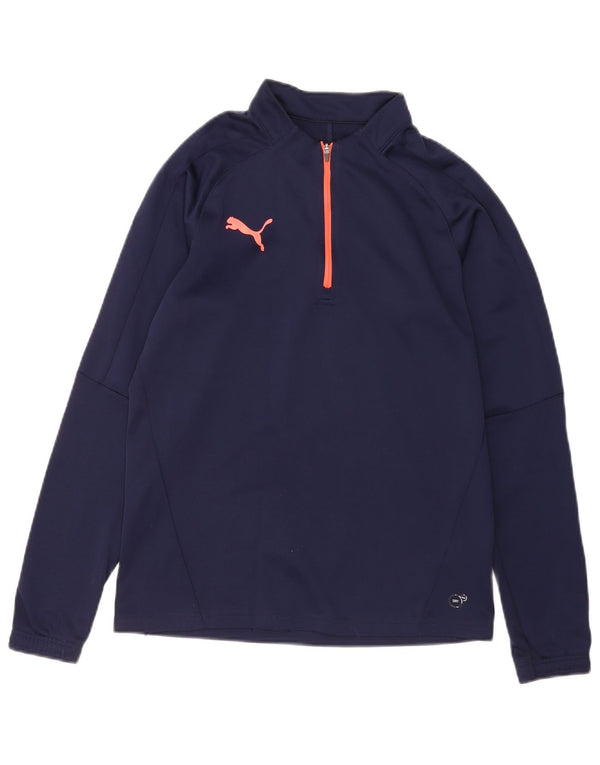 Puma Mens Zip Neck Pullover Tracksuit Top Small Navy Blue